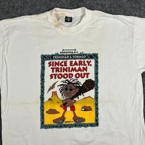 FitRite T-Shirt Mens Size XL White Triniman Trinidad Tobago Graphic Funny Tee